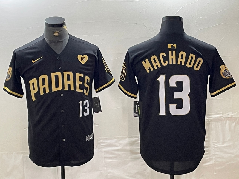 Men's San Diego Padres Manny Machado #13 Black Limited Jersey